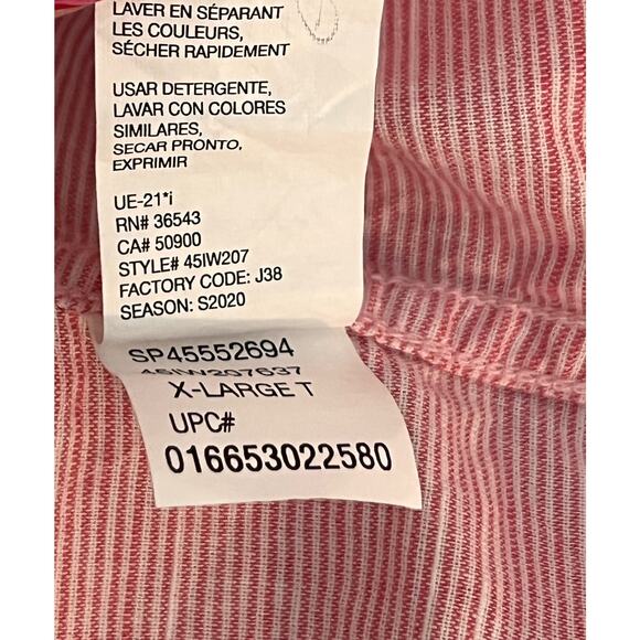 IZOD Mens Short Sleeve Button Down Shirt Peach / Pink Casual - Picture 7 of 7